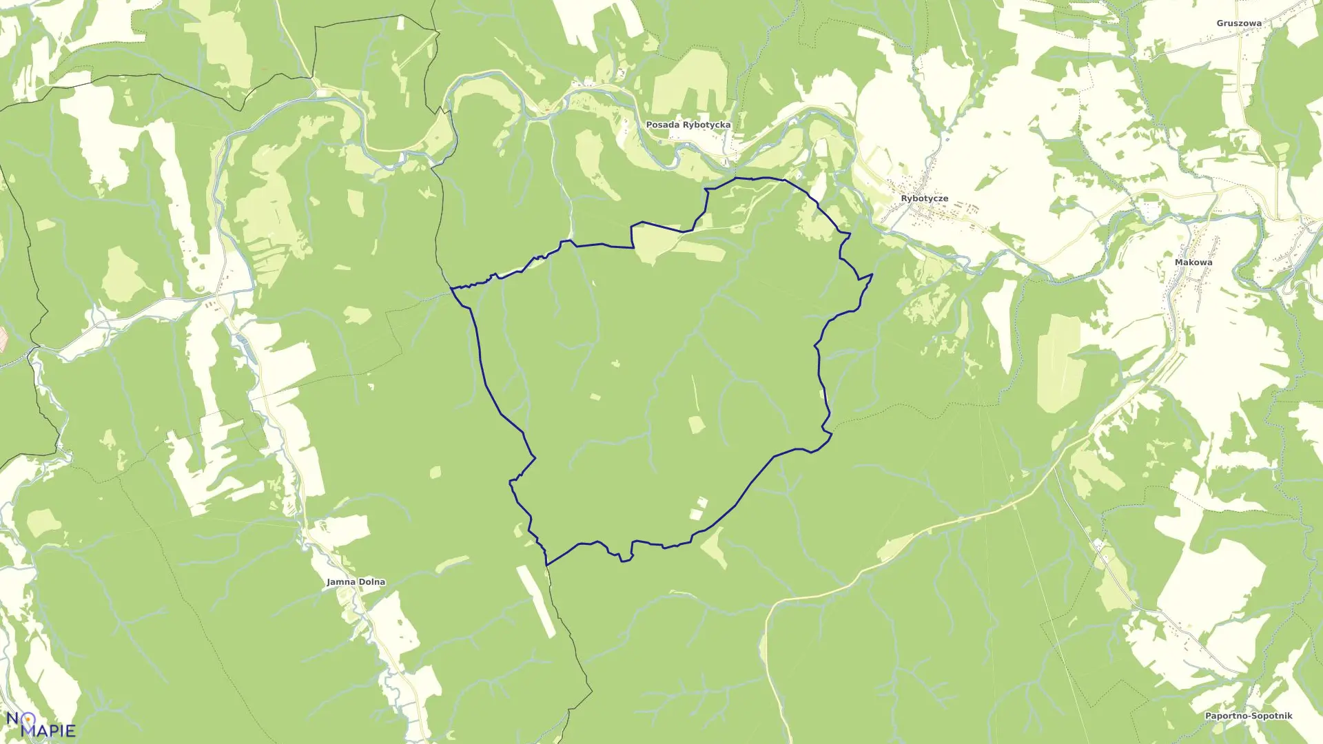 Mapa obrębu Borysławka w gminie Fredropol