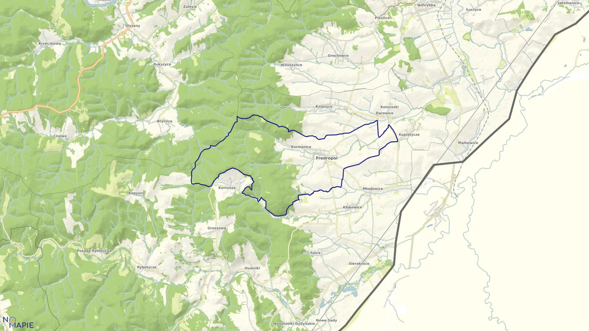 Mapa obrębu Fredropol w gminie Fredropol