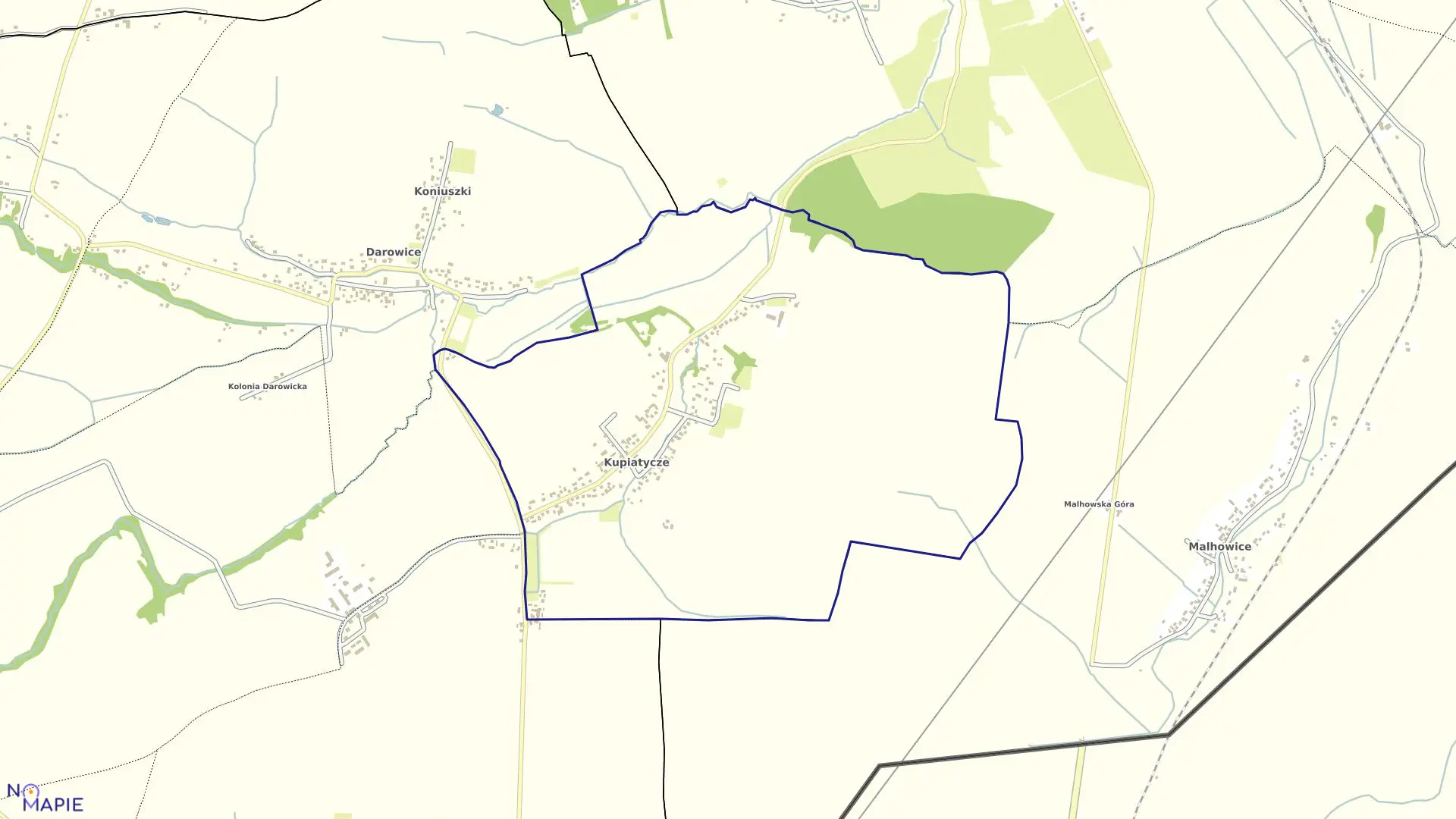 Mapa obrębu Kupiatycze w gminie Fredropol