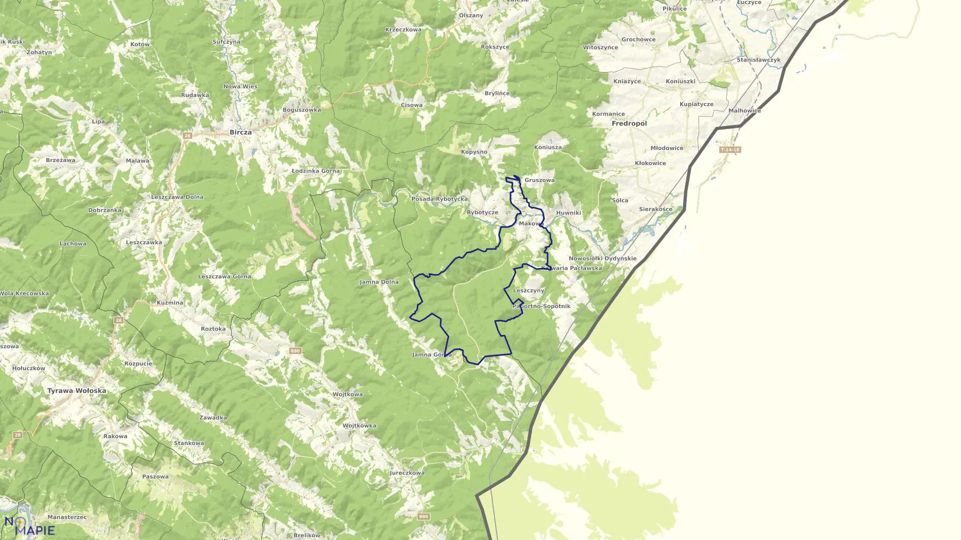 Mapa obrębu Makowa w gminie Fredropol