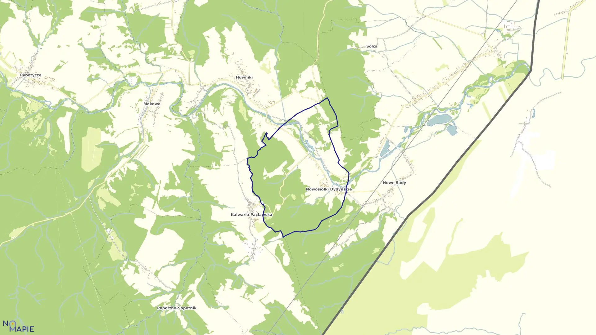 Mapa obrębu Nowosiółki Dydyńskie w gminie Fredropol