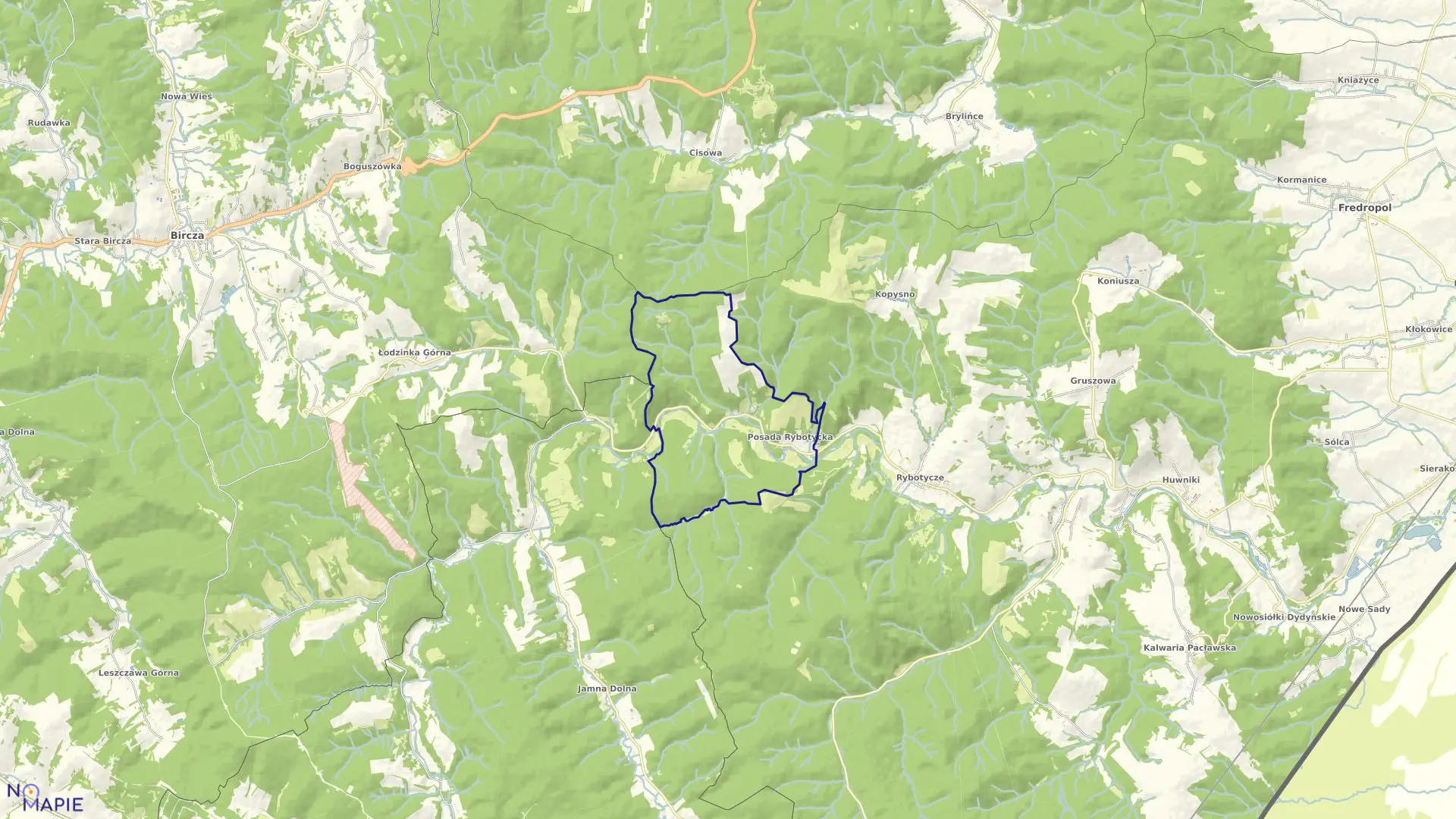 Mapa obrębu Posada Rybotycka w gminie Fredropol