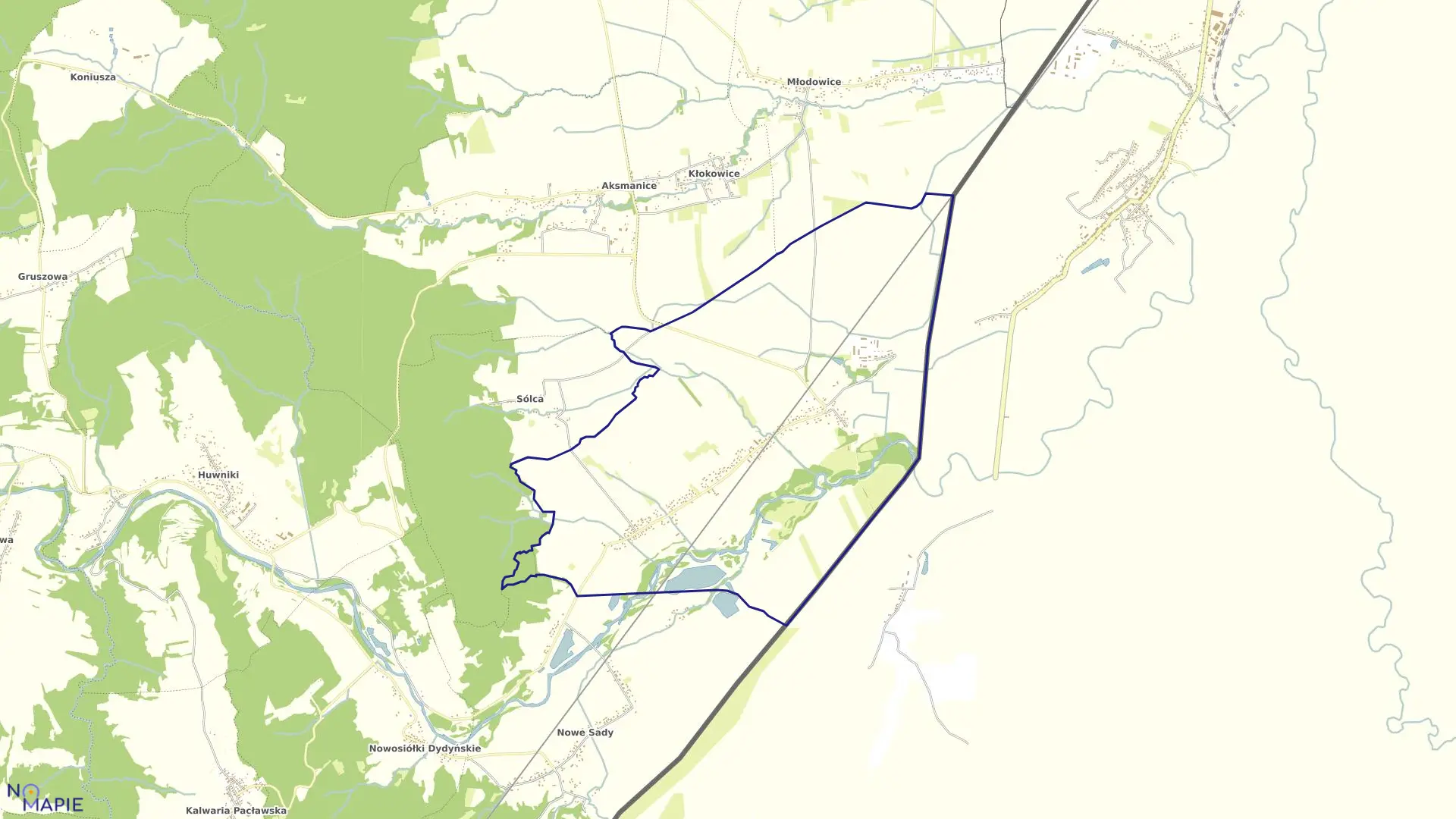 Mapa obrębu Sierakośce w gminie Fredropol