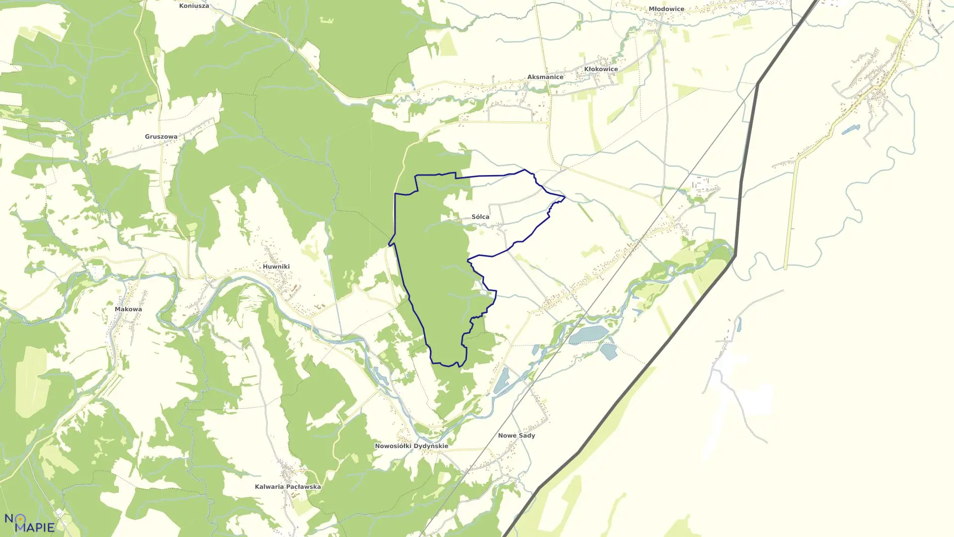 Mapa obrębu Sólca w gminie Fredropol