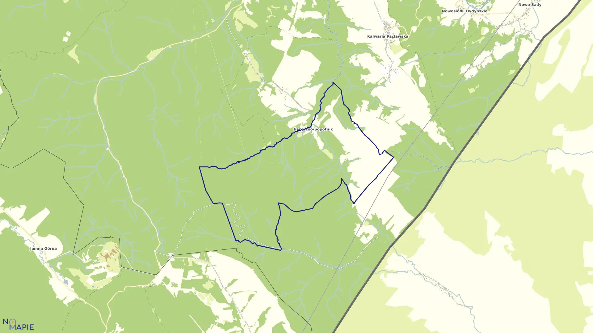 Mapa obrębu Sopotnik w gminie Fredropol